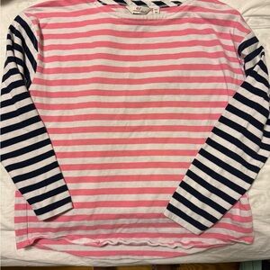 Vineyard Vines Pink and Navy Striped Long Sleeve Tee